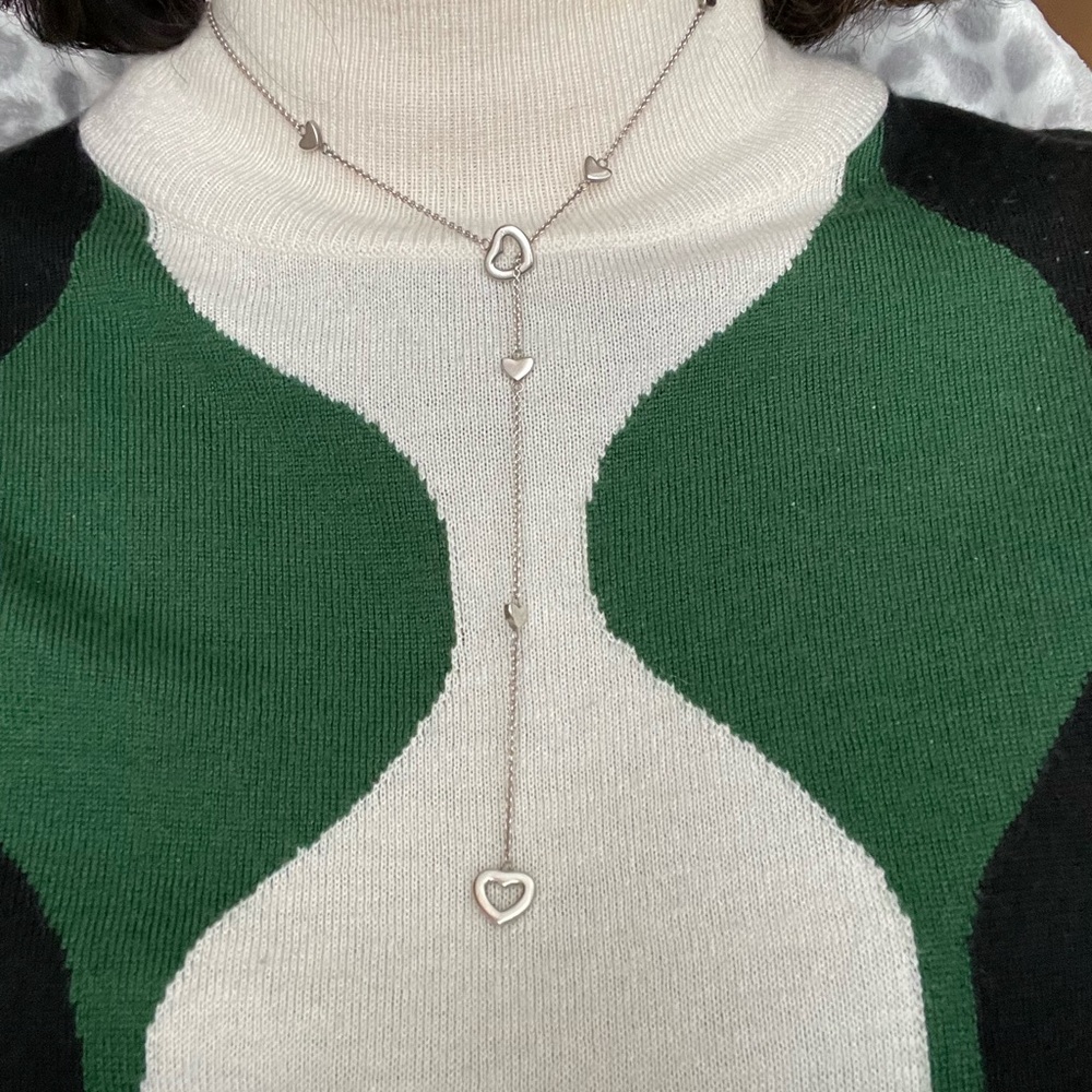 Tiffany & Co Silver Heart Lariat Necklace